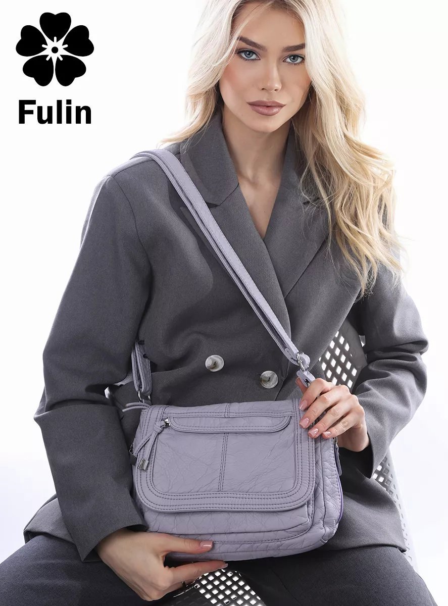 Сумка багет FULIN экокожа фиолетовый купить,NaN