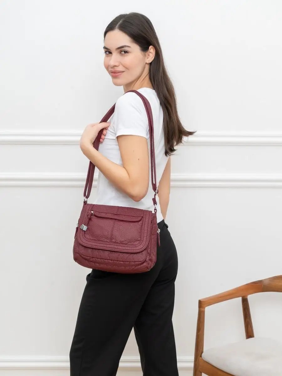 Сумка багет MONBAG экокожа красный купить,NaN