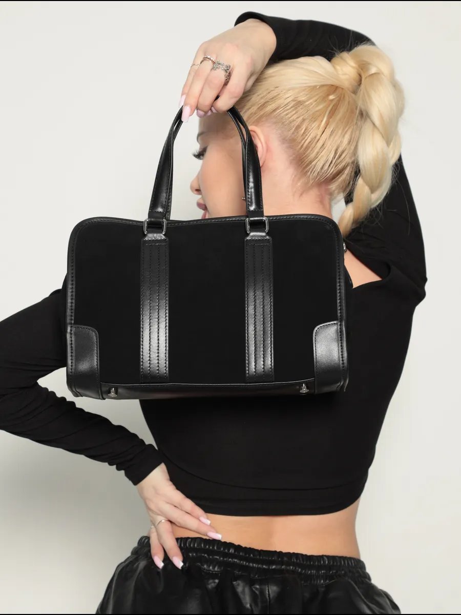 Мини-сумка Pularia Fashion натуральная кожа черный купить,NaN