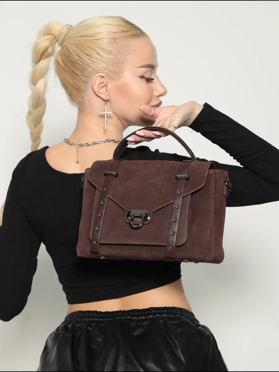 Мини-сумка Pularia Fashion натуральная кожа коричневый купить,NaN