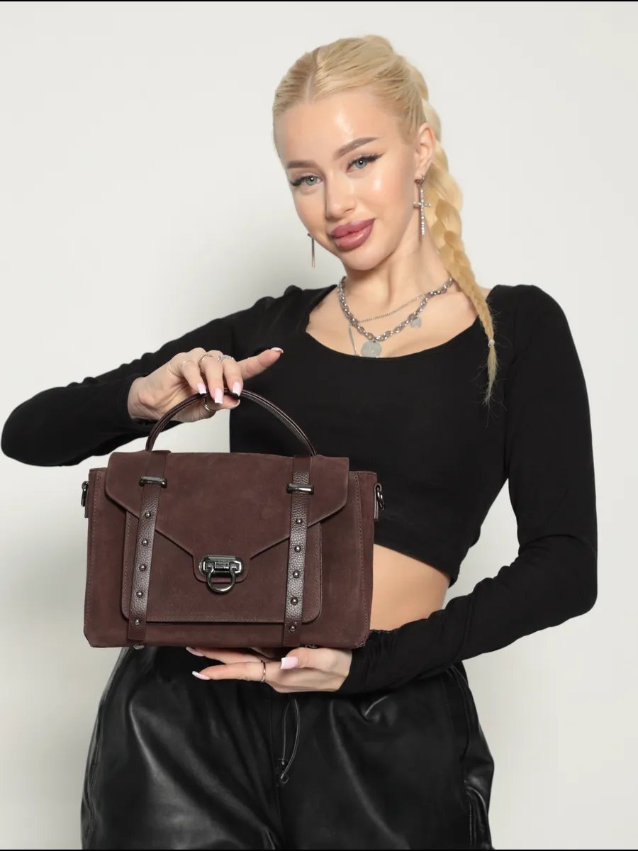 Мини-сумка Pularia Fashion натуральная кожа коричневый купить,NaN