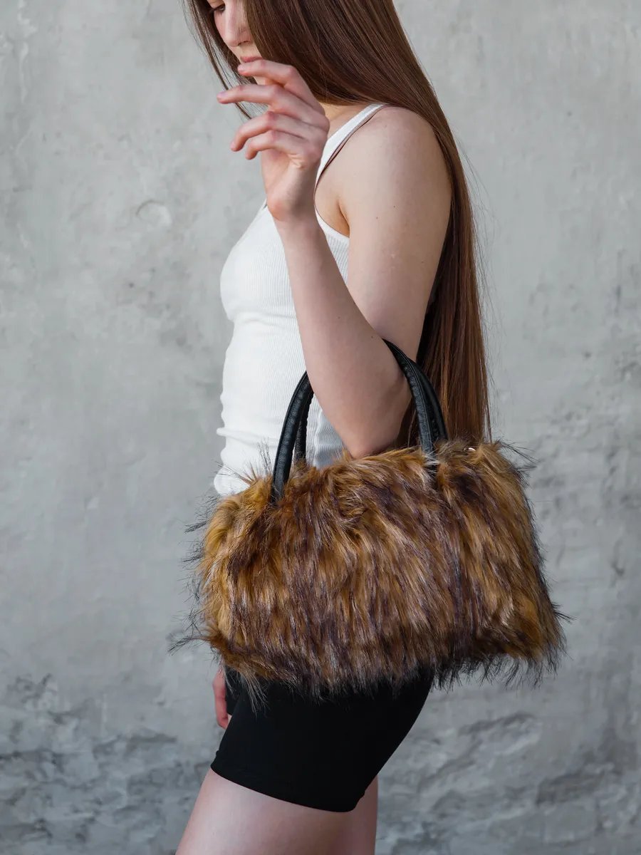 Сумка багет SLAYY! полиуретан коричневый купить,25578