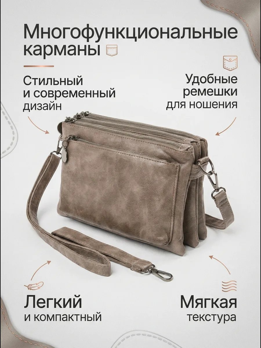 Сумка кросс-боди экокожа коричневый купить,NaN