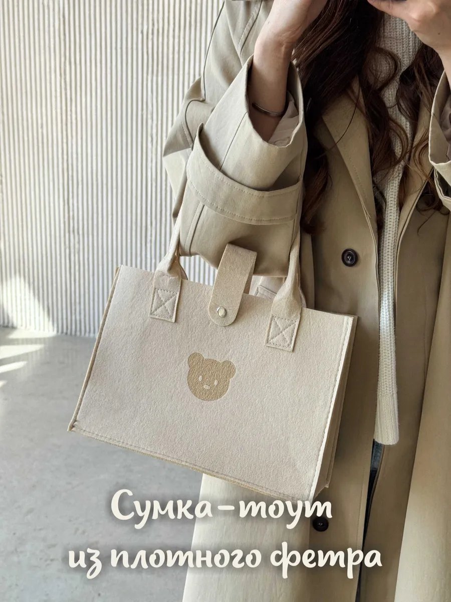 Мини-сумка PanettoneMall фетр бежевый купить,NaN