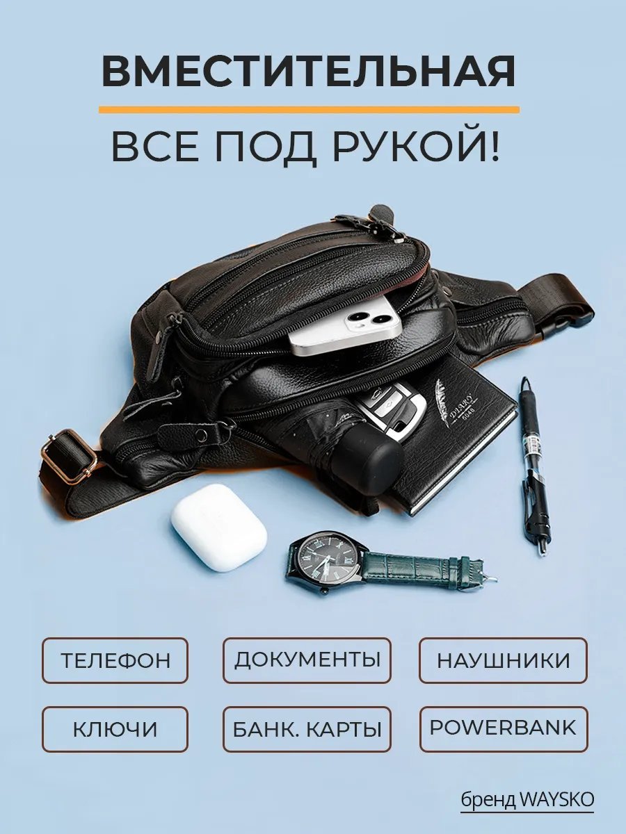 Сумка кросс-боди WAYSKO натуральная кожа черный купить,NaN