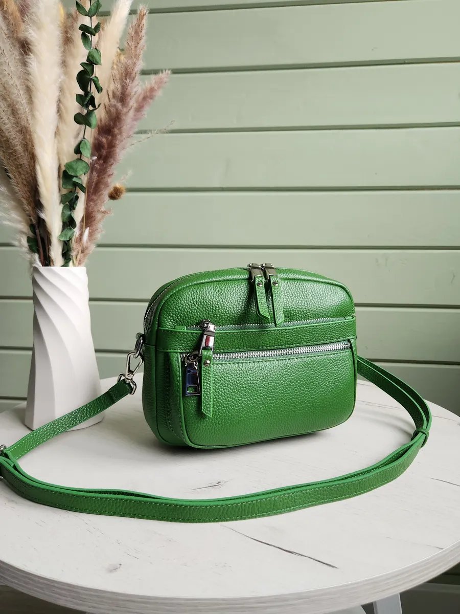 Сумка кросс-боди FEELBAGS натуральная кожа зеленый купить,NaN