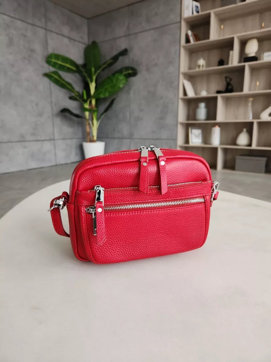 Сумка кросс-боди FEELBAGS натуральная кожа красный купить,NaN