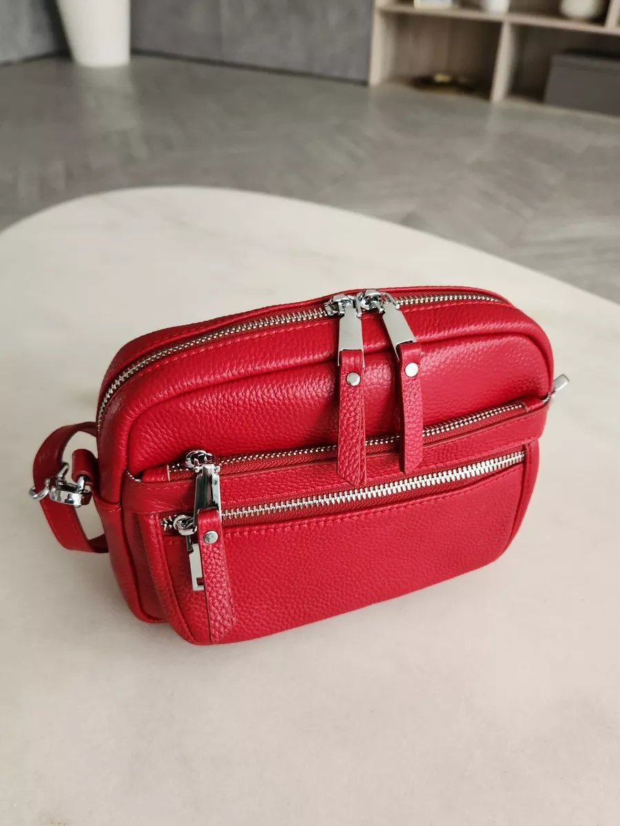 Сумка кросс-боди FEELBAGS натуральная кожа красный купить,NaN