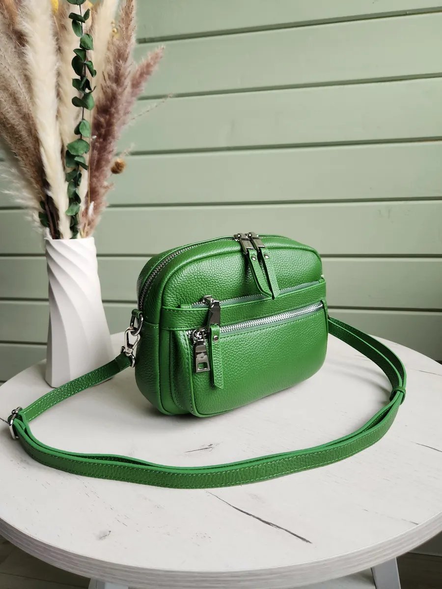 Сумка кросс-боди FEELBAGS натуральная кожа зеленый купить,NaN