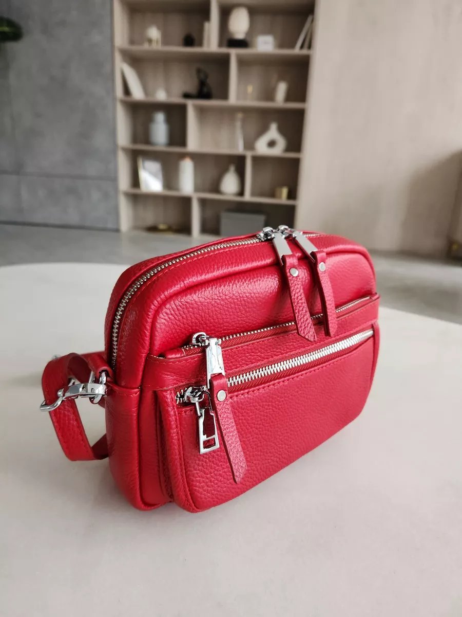 Сумка кросс-боди FEELBAGS натуральная кожа красный купить,NaN