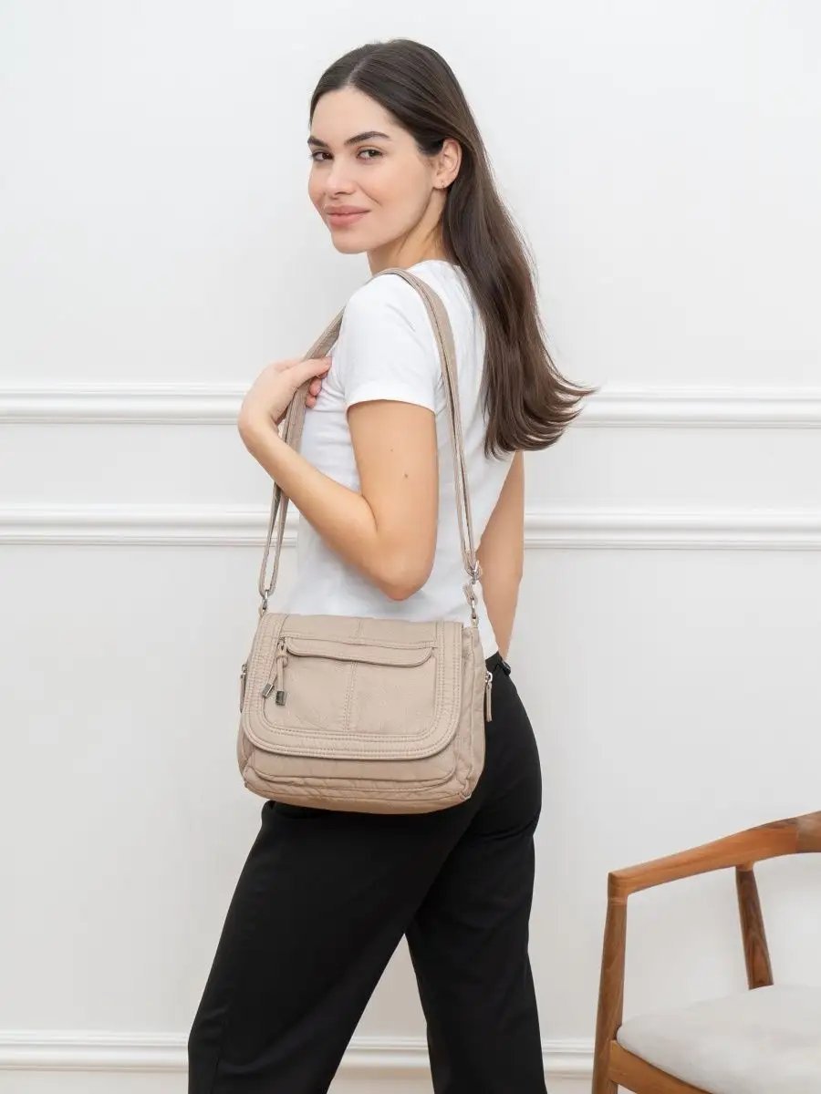 Сумка багет MONBAG экокожа бежевый купить,NaN