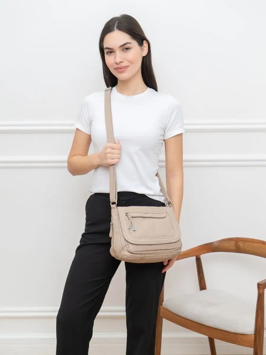Сумка багет MONBAG экокожа бежевый купить,NaN