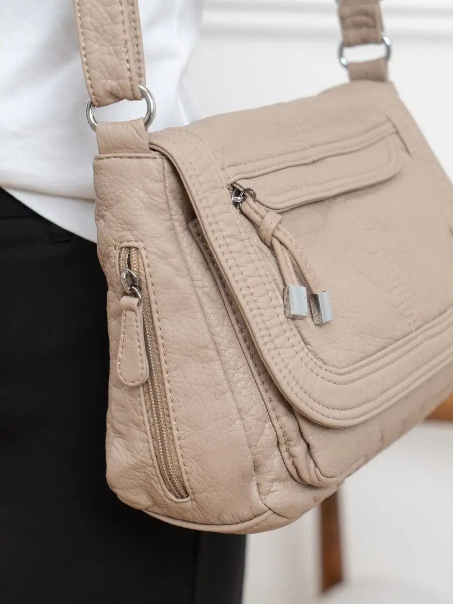 Сумка багет MONBAG экокожа бежевый купить,NaN