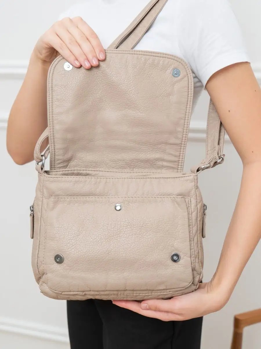 Сумка багет MONBAG экокожа бежевый купить,NaN
