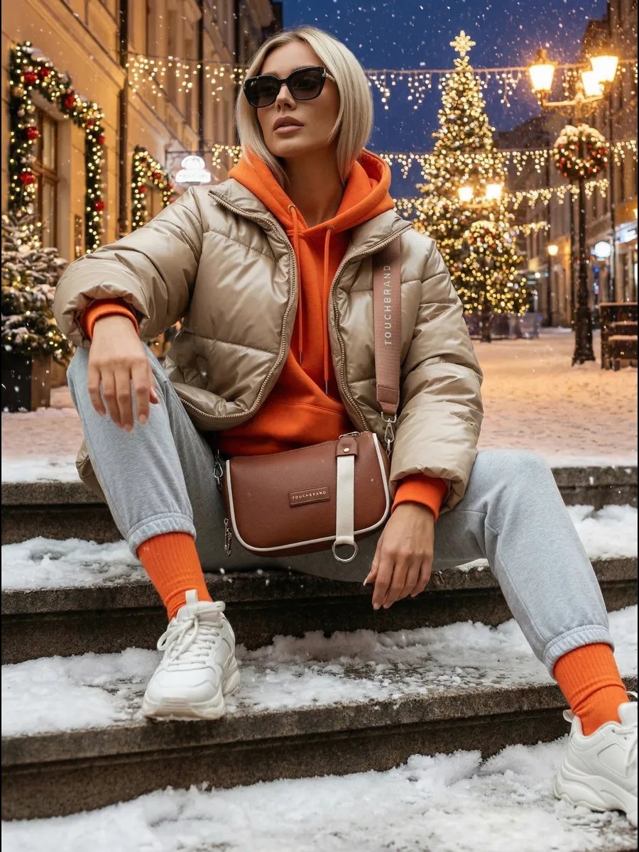 Сумка кросс-боди TOUCHBRAND экокожа оранжевый купить,NaN