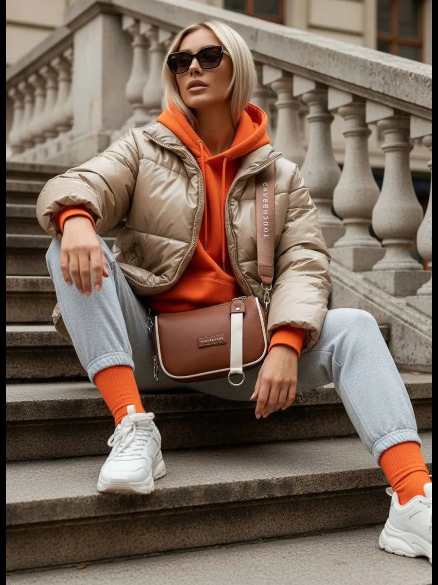 Сумка кросс-боди TOUCHBRAND экокожа оранжевый купить,NaN