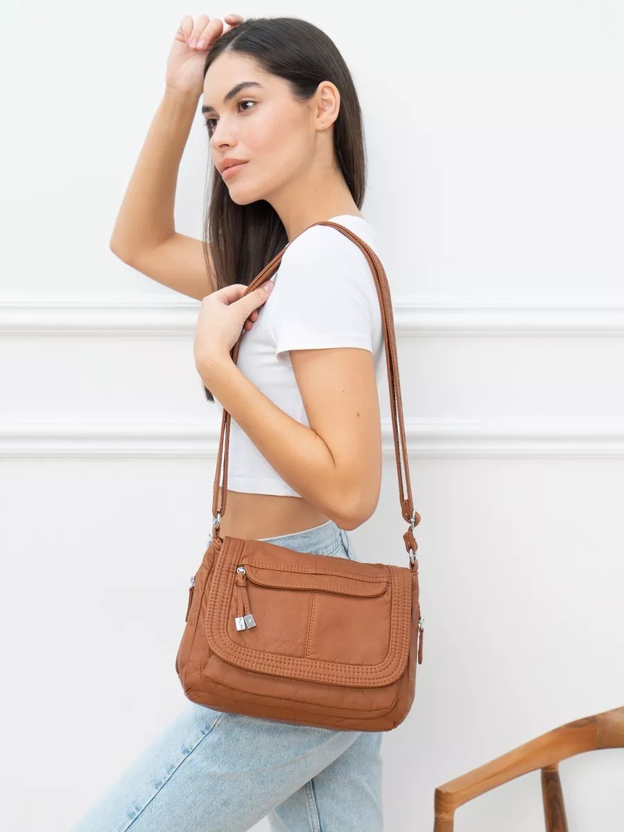 Сумка багет MONBAG экокожа коричневый купить,NaN