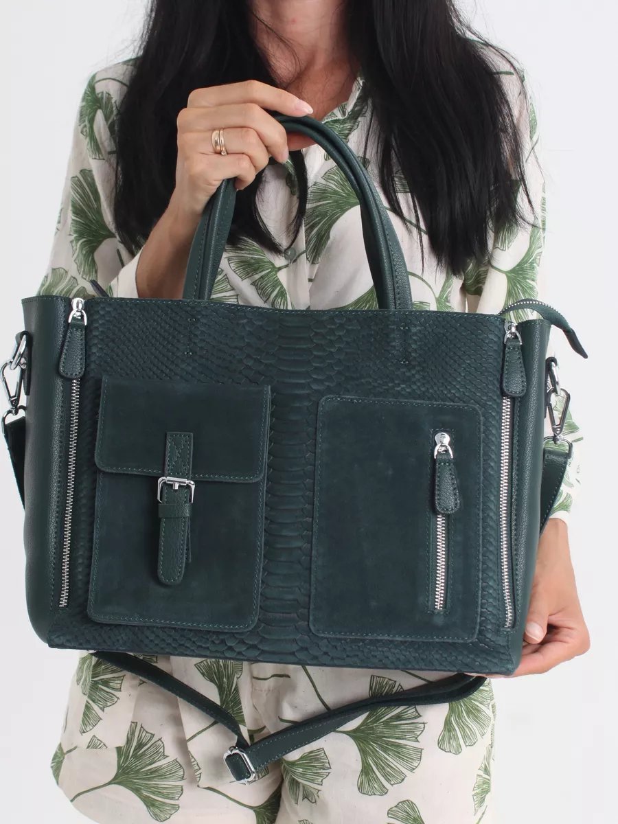 Сумка шоппер FoxesBag натуральная замша зеленый купить,NaN