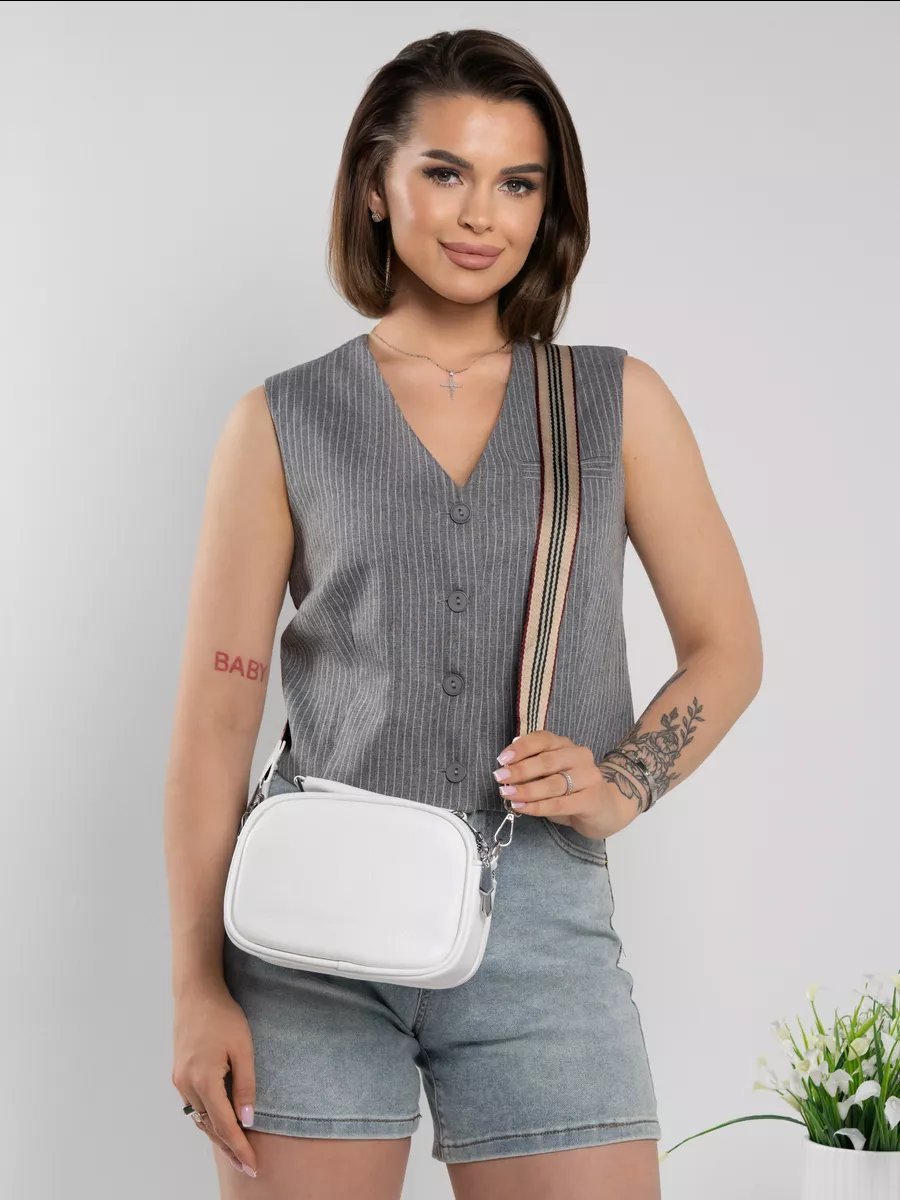 Сумка багет Zalman bags экокожа белый купить,NaN