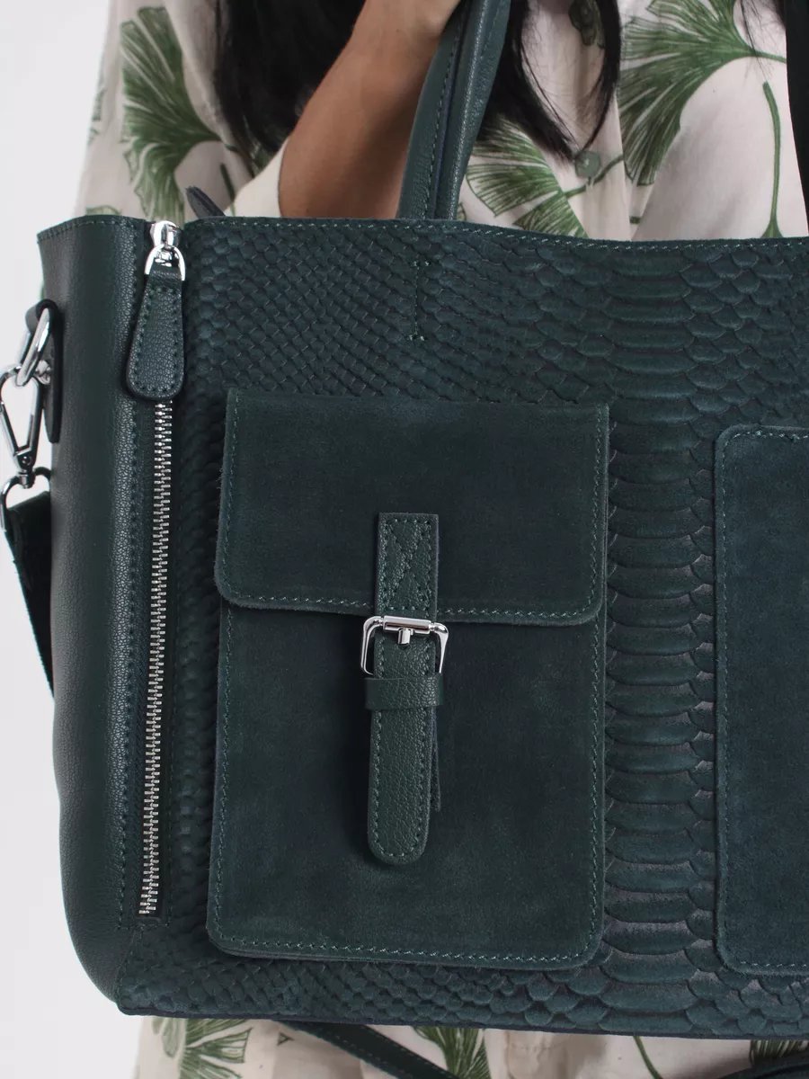 Сумка шоппер FoxesBag натуральная замша зеленый купить,NaN