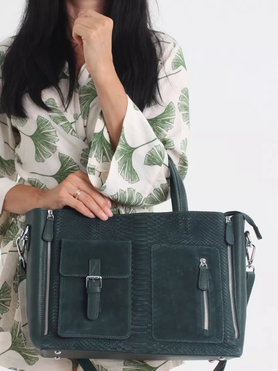 Сумка шоппер FoxesBag натуральная замша зеленый купить,NaN