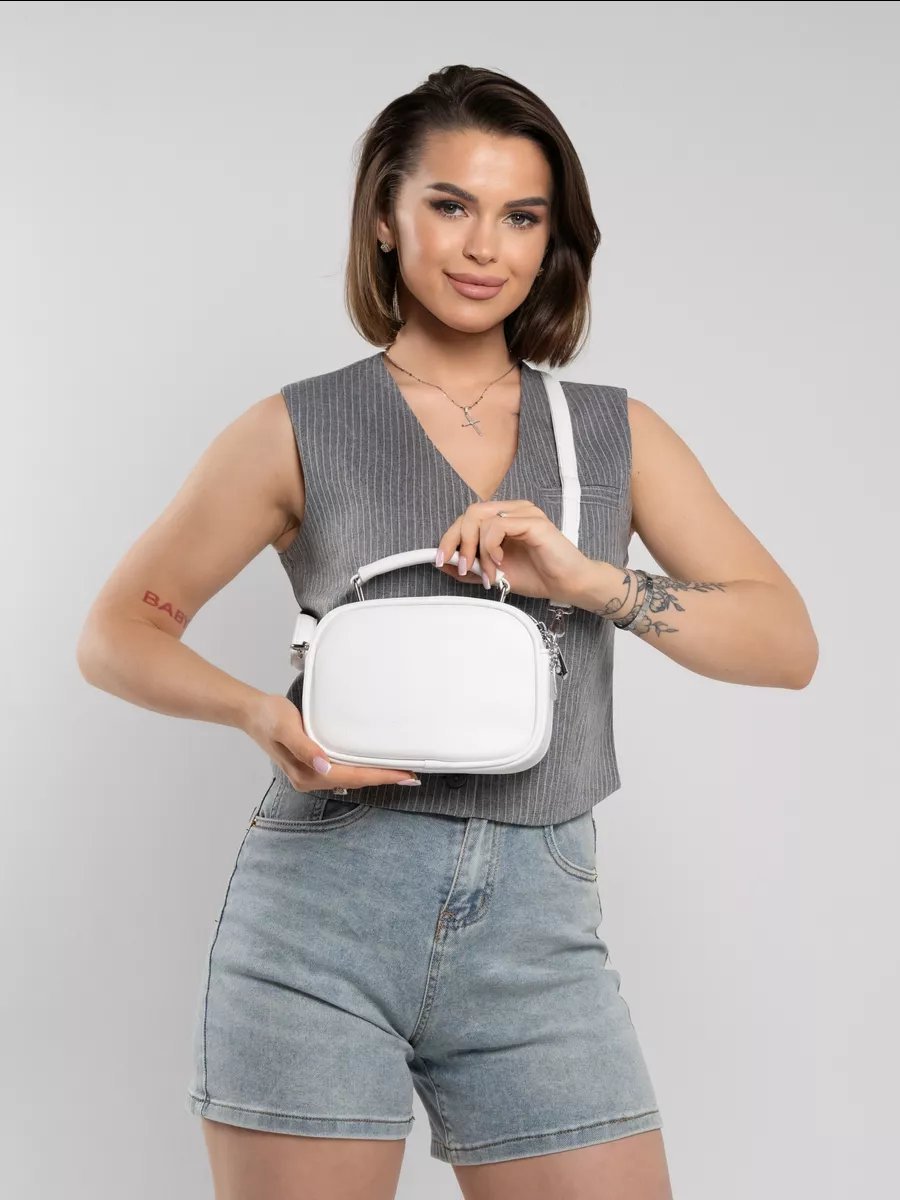 Сумка багет Zalman bags экокожа белый купить,NaN