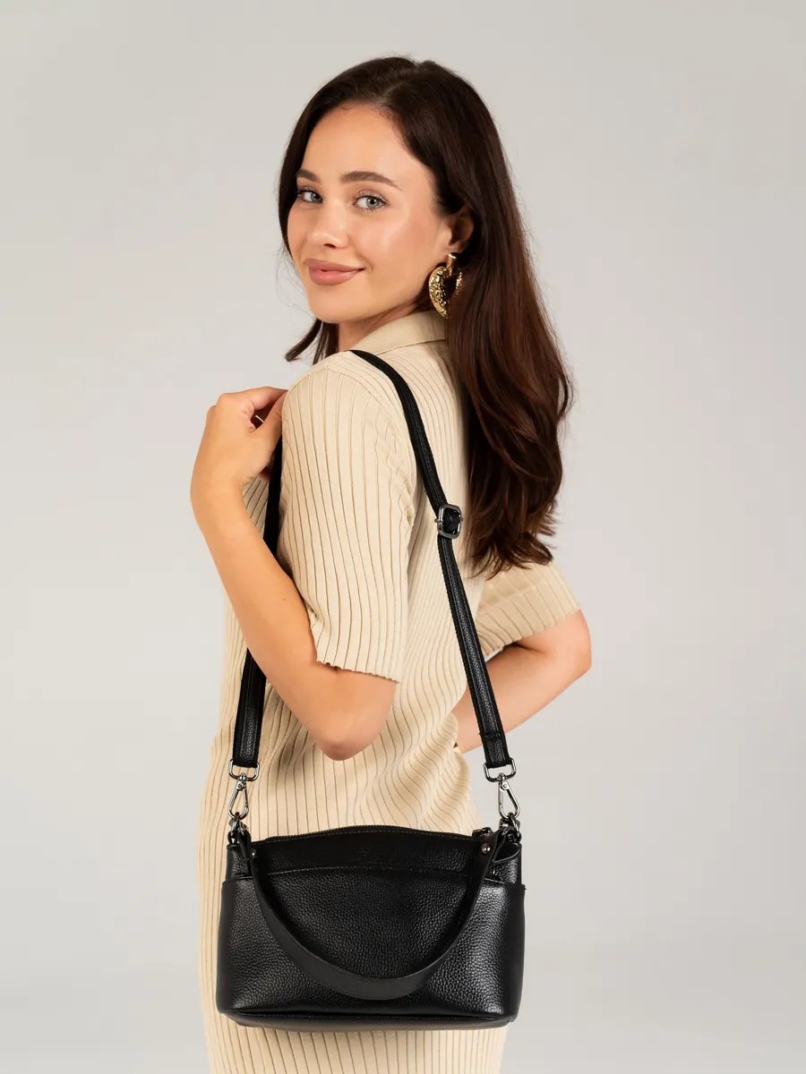 Сумка кросс-боди TUA accessories натуральная кожа черный купить,NaN