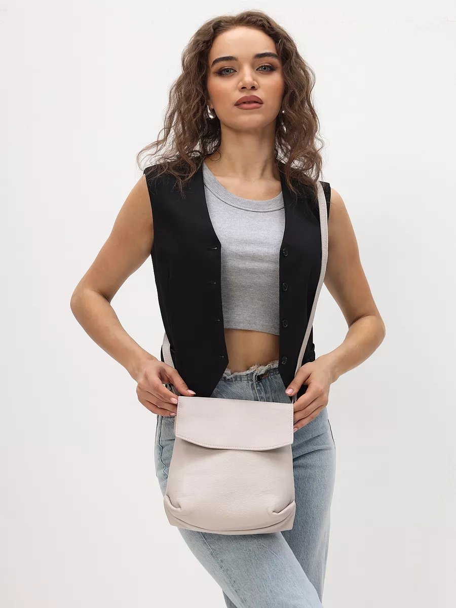 Сумка кросс-боди FEELBAGS натуральная кожа бежевый купить,NaN