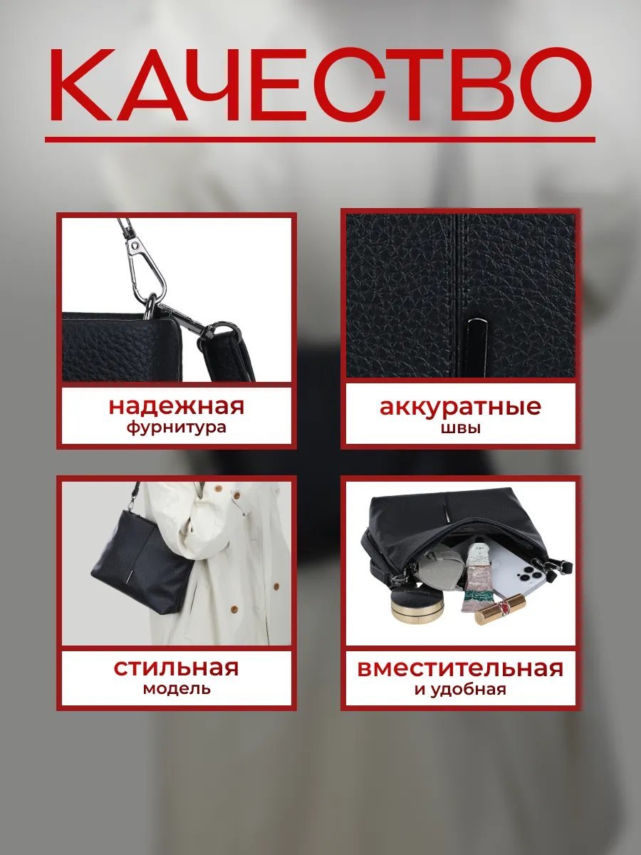 Сумка багет экокожа черный купить,NaN