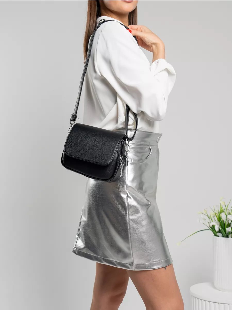 Сумка багет Zalman bags экокожа черный купить,NaN
