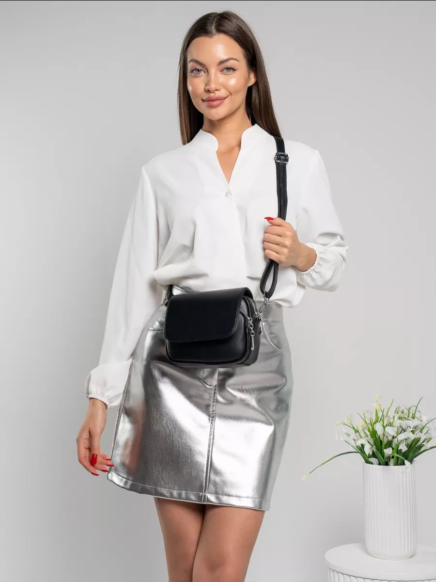 Сумка багет Zalman bags экокожа черный купить,NaN