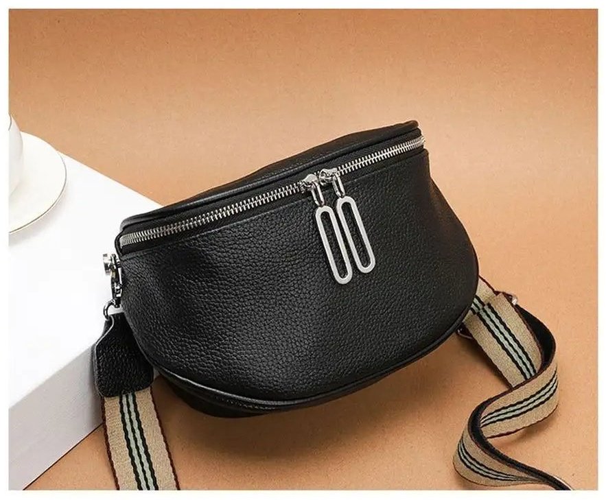 Сумка багет STLY&LEATHER натуральная кожа черный купить,NaN
