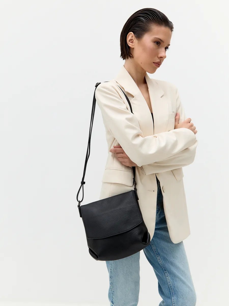 Сумка кросс-боди FEELBAGS натуральная кожа черный купить,NaN