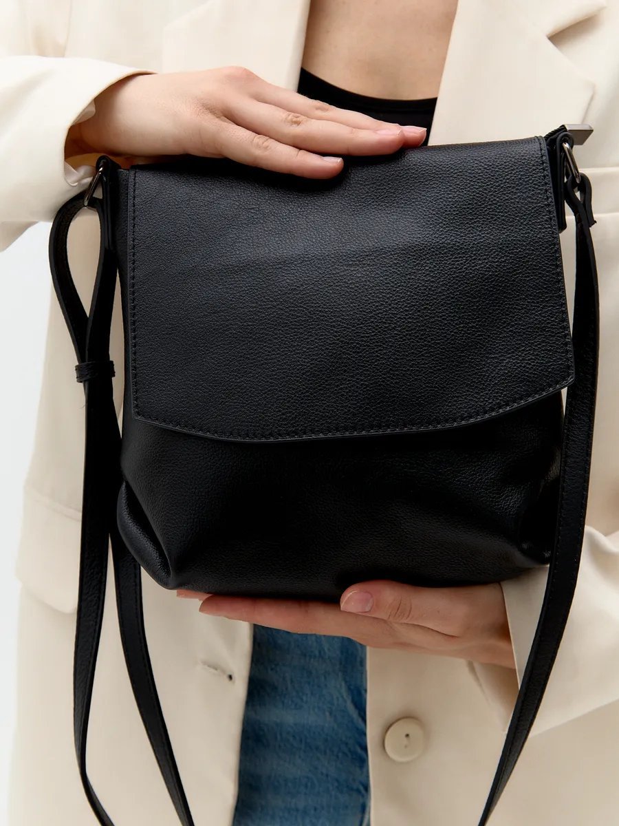 Сумка кросс-боди FEELBAGS натуральная кожа черный купить,NaN