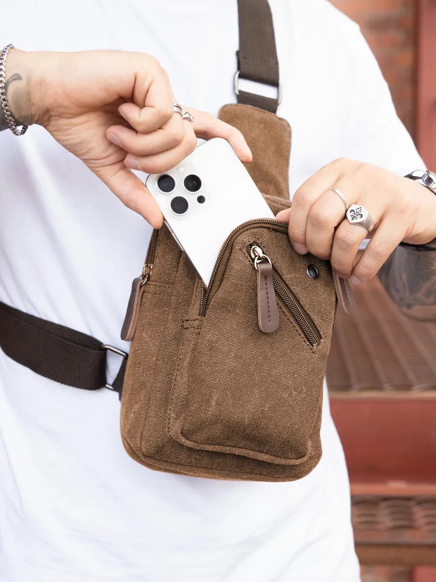 Сумка кросс-боди TOUREN MASKOTTCHEN хлопок коричневый купить,NaN