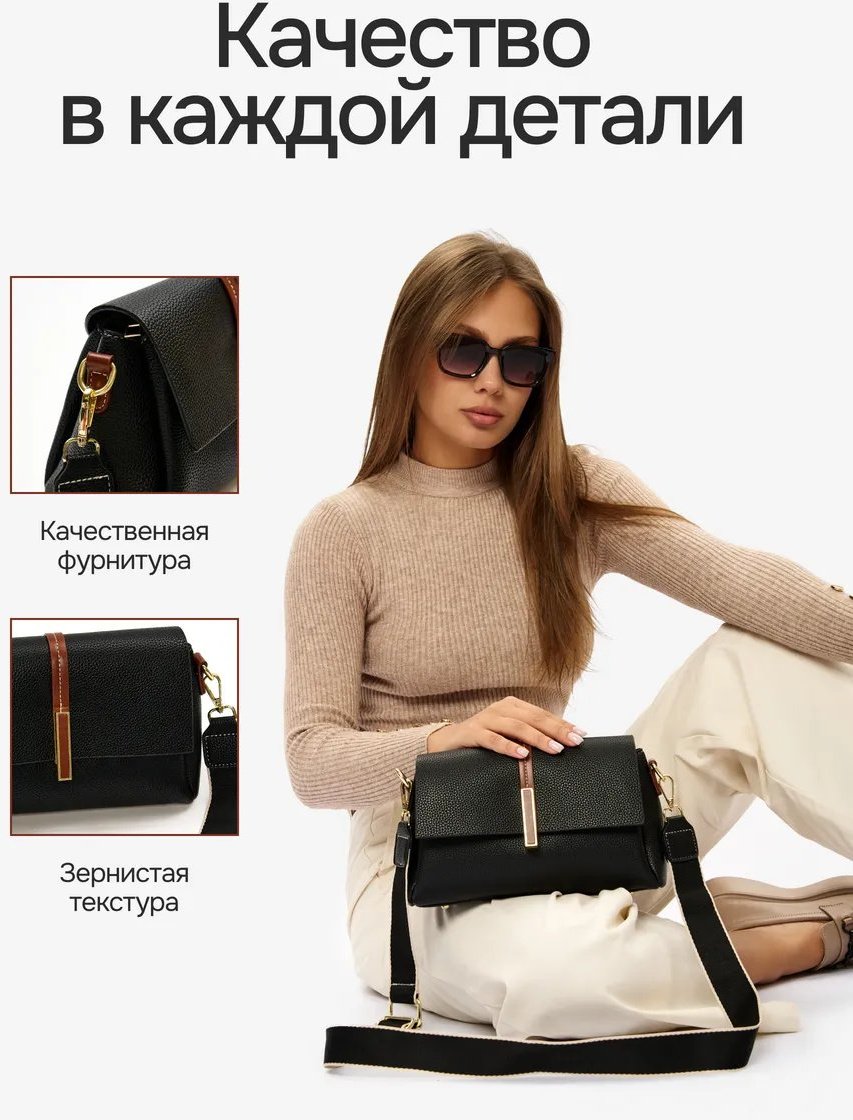 Сумка кросс-боди SVOS экокожа черный купить,NaN