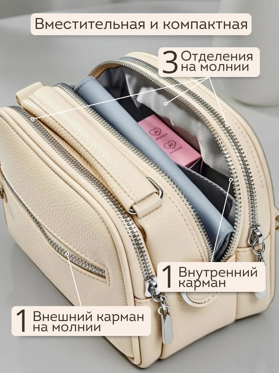 Сумка кросс-боди JoyCity экокожа бежевый купить,NaN