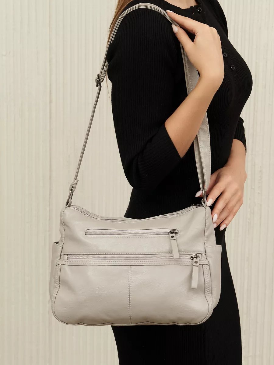 Сумка кросс-боди Lady bags экокожа серый