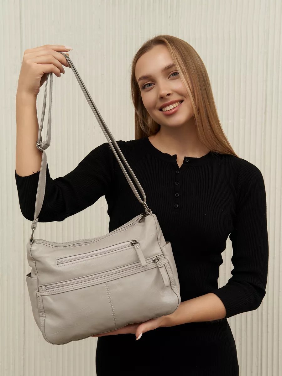 Сумка кросс-боди Lady bags экокожа серый