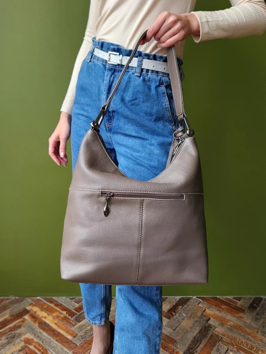 Сумка хобо FEELBAGS натуральная кожа коричневый купить,NaN
