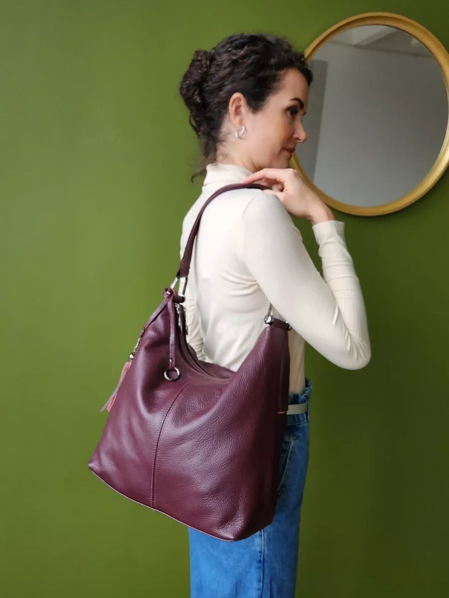 Сумка хобо FEELBAGS натуральная кожа коричневый купить,NaN