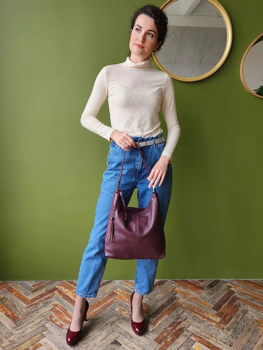 Сумка хобо FEELBAGS натуральная кожа коричневый купить,NaN