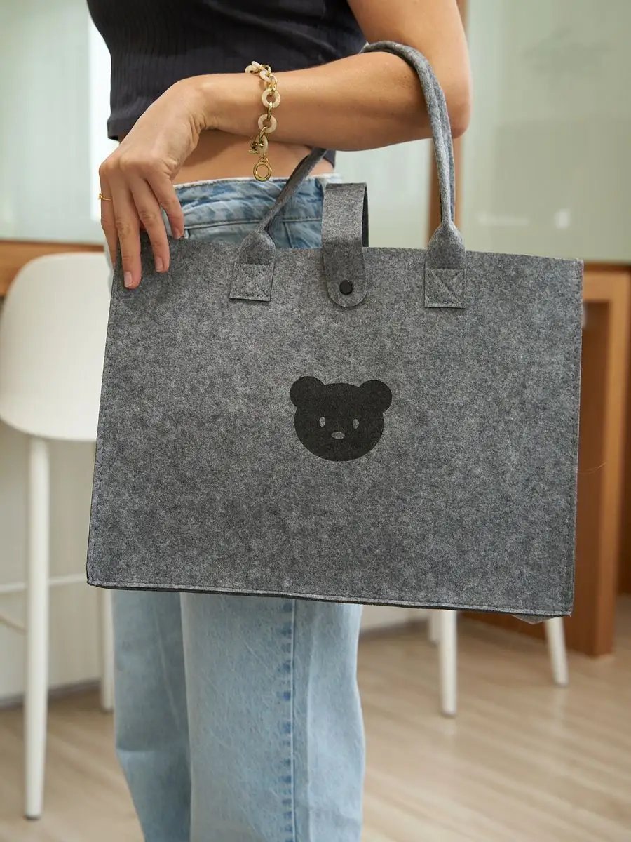 Мини-сумка PanettoneMall фетр серый купить,NaN