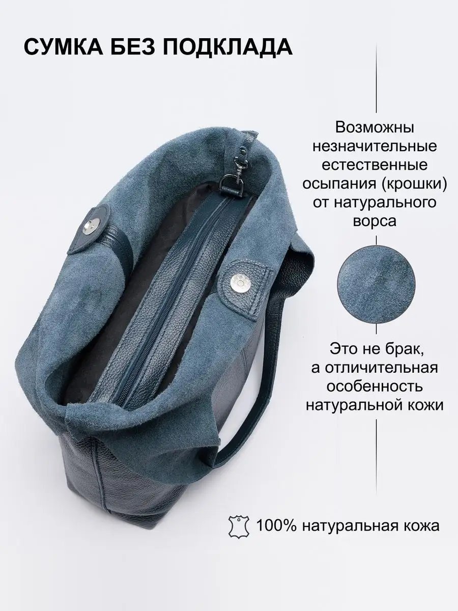 Сумка шоппер RICHET натуральная кожа синий купить,NaN