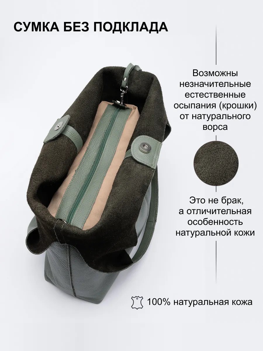 Сумка шоппер RICHET натуральная кожа зеленый купить,NaN
