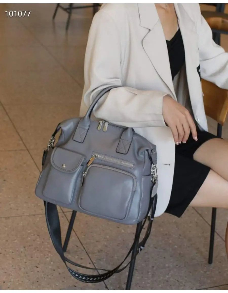 Сумка багет A&U BAGS текстиль серый