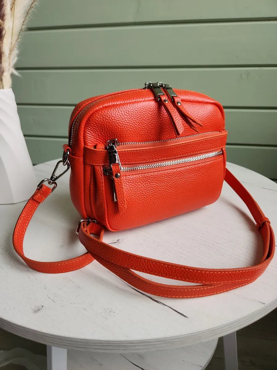 Сумка кросс-боди FEELBAGS натуральная кожа оранжевый купить,NaN