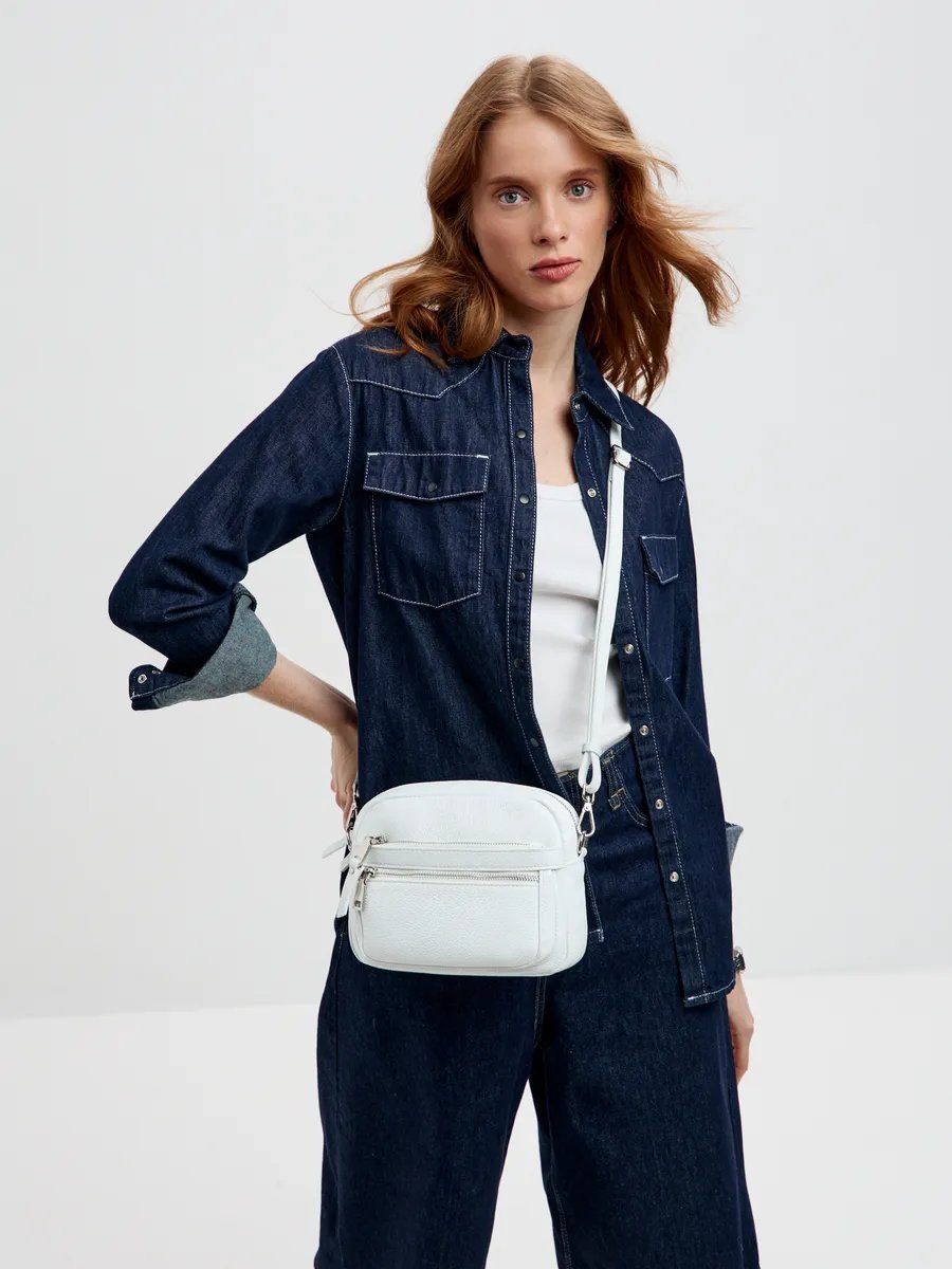 Сумка кросс-боди FEELBAGS натуральная кожа белый купить,NaN