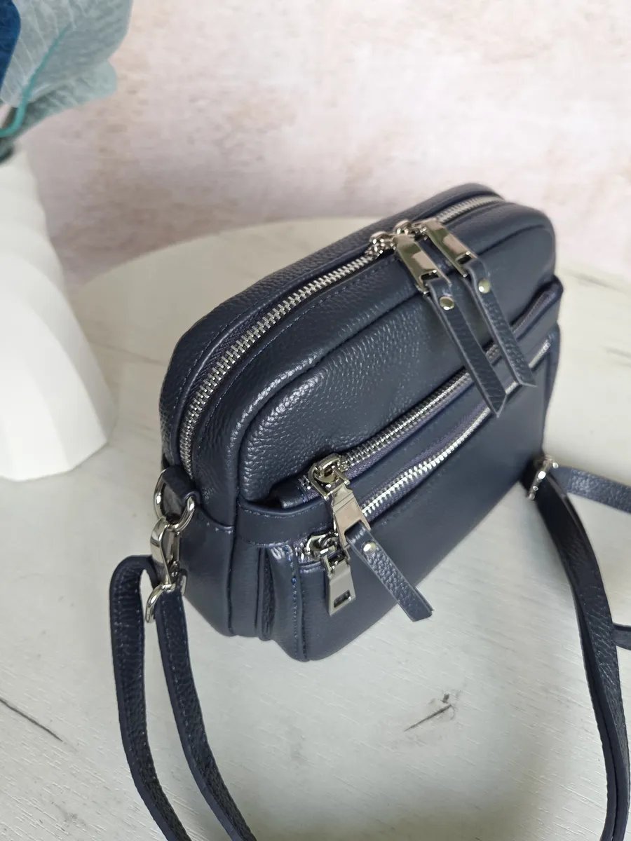 Сумка кросс-боди FEELBAGS натуральная кожа синий купить,NaN