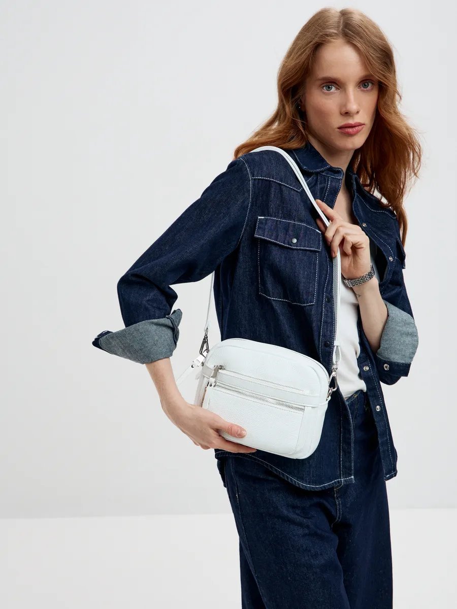 Сумка кросс-боди FEELBAGS натуральная кожа белый купить,NaN